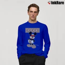 Men’s Gucci Mickey Mouse Custom Fashion Long-Sleeve Shirt in royal blue | Sleek, Lightweight, Year-Round Wear