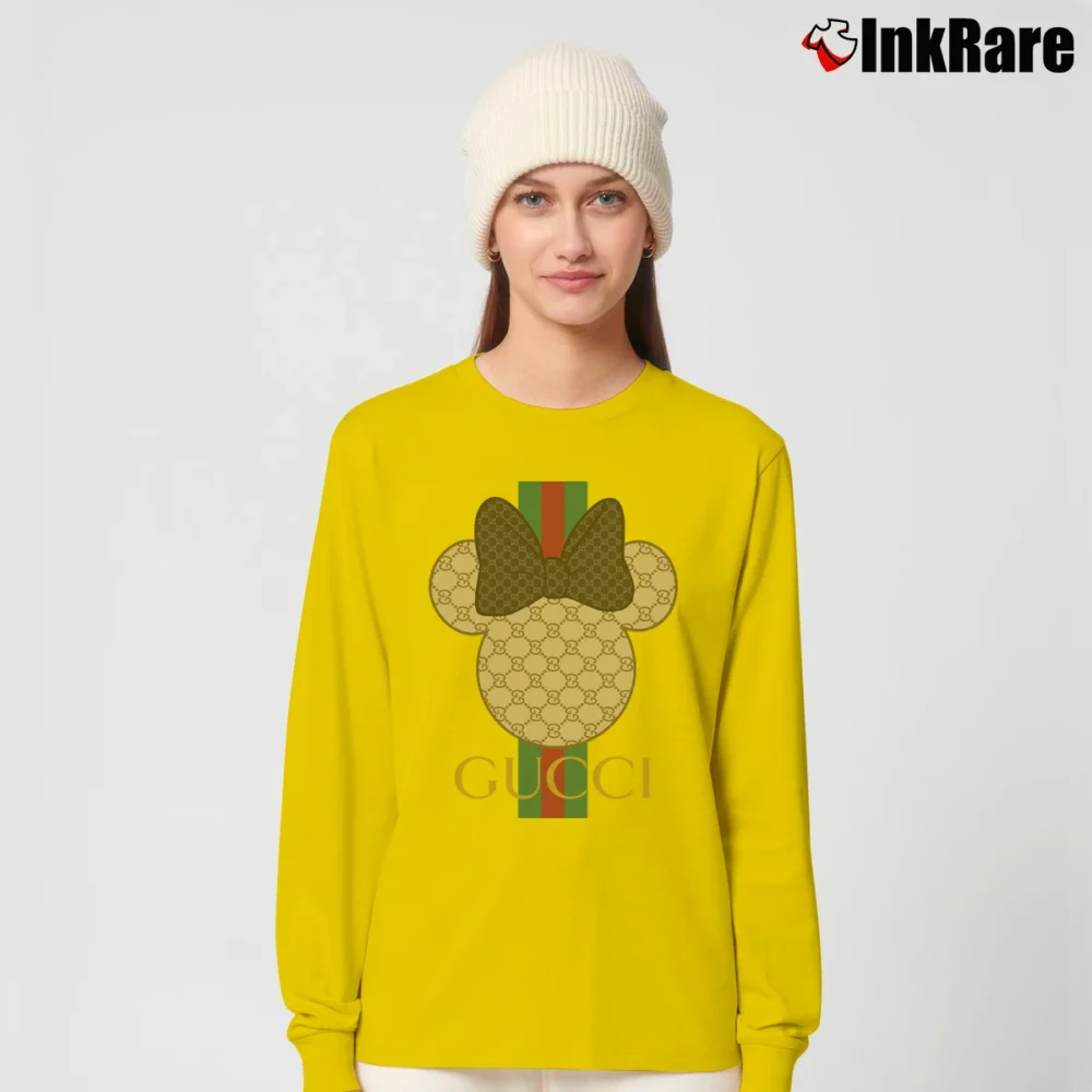 Women’s Gucci Mickey Mouse Family Vacation Trending Long-Sleeve Top in yellow | Sleek, Versatile, All-Season
