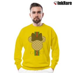 Men’s Gucci Mickey Mouse Family Vacation Trending Crewneck Sweatshirt in yellow | Cozy Fabric, Clean Style