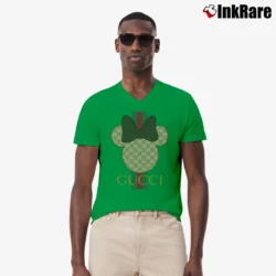 Men’s Gucci Mickey Mouse Family Vacation Trending V-Neck Tee in irish green | Sharp, Breathable, Everyday Staple