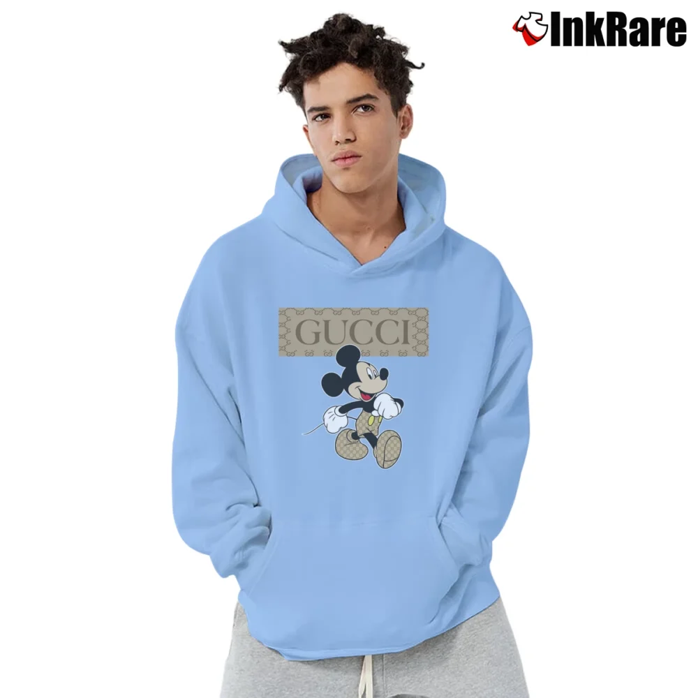 Men’s Gucci Mickey Mouse Pullover Hoodie in light blue | Cozy, Durable, Modern Fit