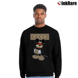 Men’s Gucci Mickey Mouse Crewneck Sweatshirt in black | Cozy Fabric, Clean Style