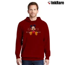 Men’s Gucci Parody Mickey Mouse Graphic Pullover Hoodie in maroon | Cozy, Durable, Modern Fit