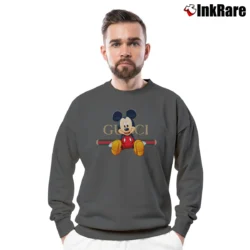 Men’s Gucci Parody Mickey Mouse Graphic Crewneck Sweatshirt in charcoal | Cozy Fabric, Clean Style