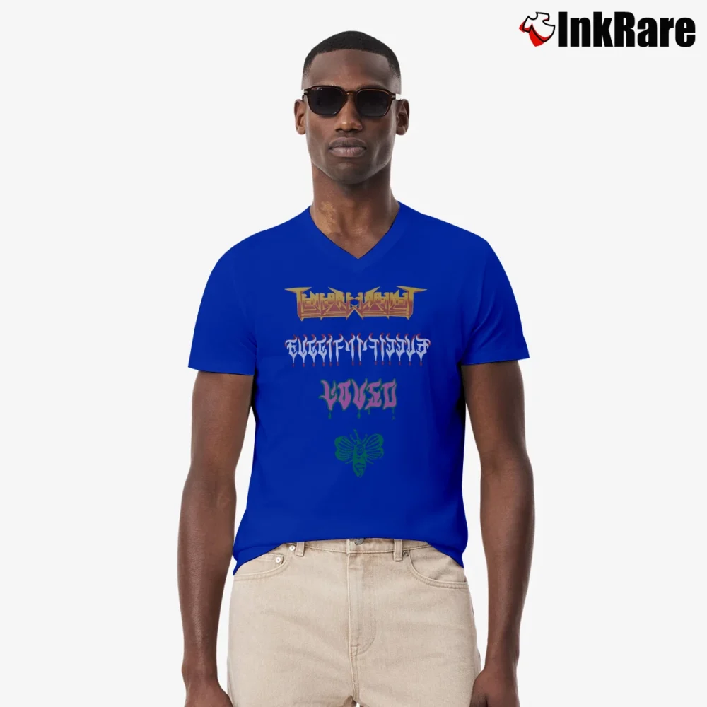 Men’s Gucci Printed Graphic V-Neck Tee in royal blue | Sharp, Breathable, Everyday Staple