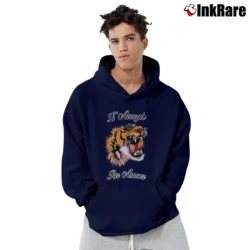 Men’s Gucci Tiger Slogan Fashion Designer Pullover Hoodie in navy | Cozy, Durable, Modern Fit