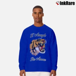 Men’s Gucci Tiger Slogan Fashion Designer Long-Sleeve Shirt in royal blue | Sleek, Lightweight, Year-Round Wear