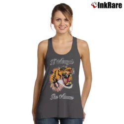 Women’s Gucci Tiger Slogan Fashion Designer Tank Top in charcoal | Lightweight, Movement-Friendly