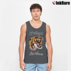 Men’s Gucci Tiger Slogan Fashion Designer Tank Top in charcoal | Breathable, Active-Friendly Design