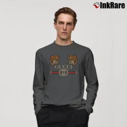 Men’s Gucci Tiger Ugly Christmas Love Graphic Long-Sleeve Shirt in charcoal | Sleek, Lightweight, Year-Round Wear