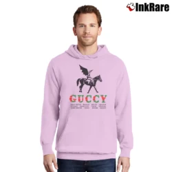 Men’s Gucci Winged Jockey Designer Logo Pullover Hoodie in light pink | Cozy, Durable, Modern Fit
