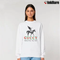 Women’s Gucci Winged Jockey Designer Logo Relaxed Sweatshirt in white | Soft, Laid-Back Vibe