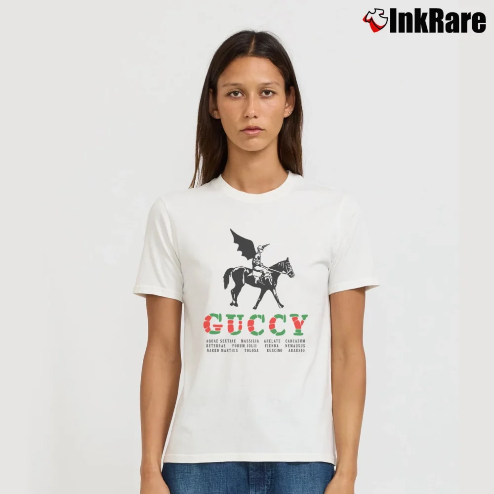Women’s Gucci Winged Jockey Designer Logo Signature T-Shirt in white | Soft, Flattering Fit