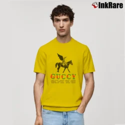 Men’s Gucci Winged Jockey Designer Logo Classic T-Shirt in yellow | Soft, Breathable Everyday Wear