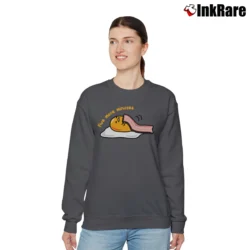 Women’s Gudetama Lazy Egg Cartoon Relaxed Sweatshirt in charcoal | Soft, Laid-Back Vibe