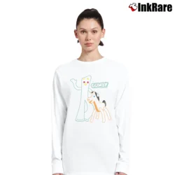 Women’s Gumby Charcoal Outline Classic Long-Sleeve Top in white | Sleek, Versatile, All-Season