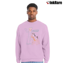Men’s Gumby Charcoal Outline Classic Crewneck Sweatshirt in light pink | Cozy Fabric, Clean Style