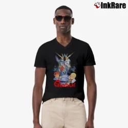 Men’s Gundam Char's Counterattack Mecha V-Neck Tee in black | Sharp, Breathable, Everyday Staple