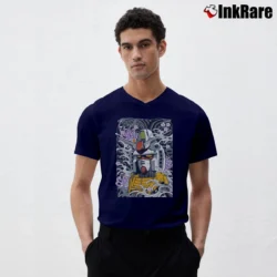 Men’s Gundam Classic Anime Mecha Robot V-Neck Tee in navy | Sharp, Breathable, Everyday Staple