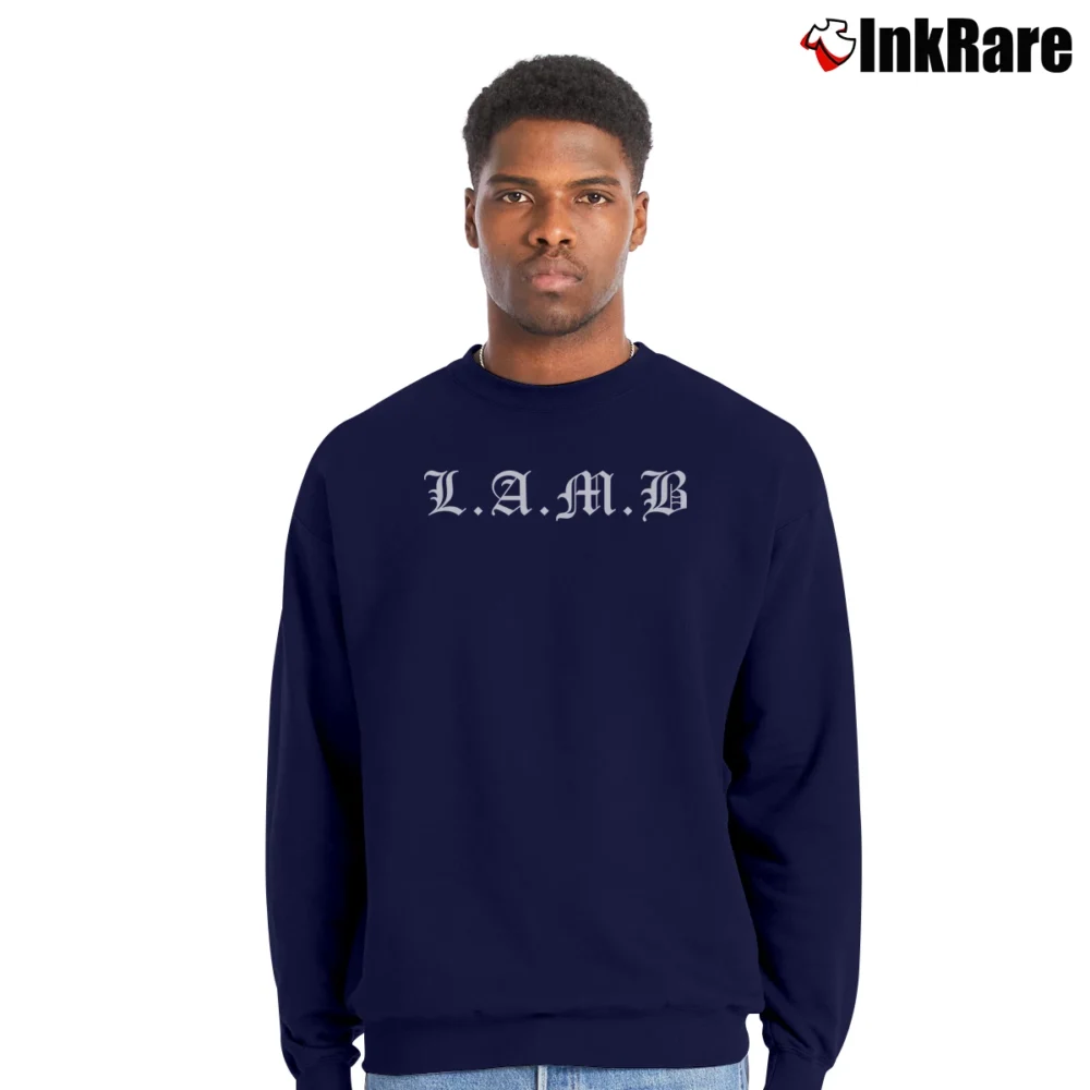 Men’s Gwen Stefani Lamb Logo Crewneck Sweatshirt in navy | Cozy Fabric, Clean Style
