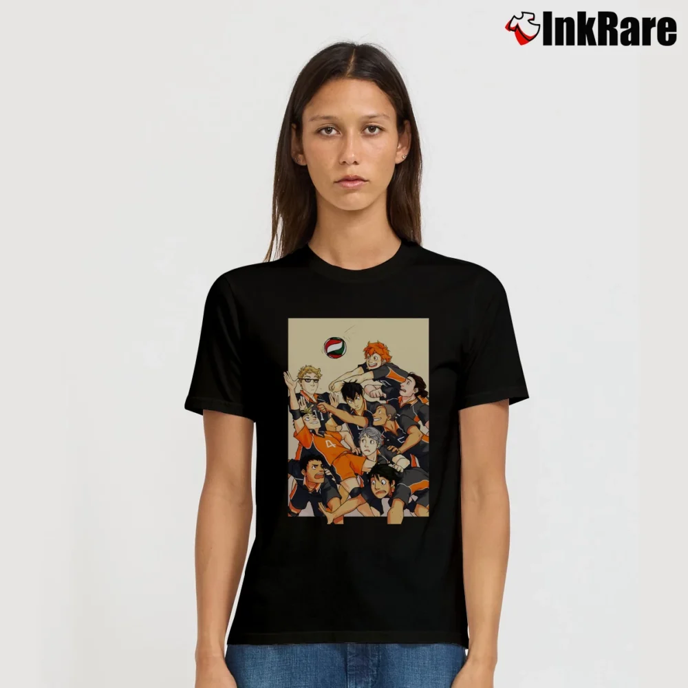 Women’s Haikyuu Anime Group Graphic Signature T-Shirt in black | Soft, Flattering Fit