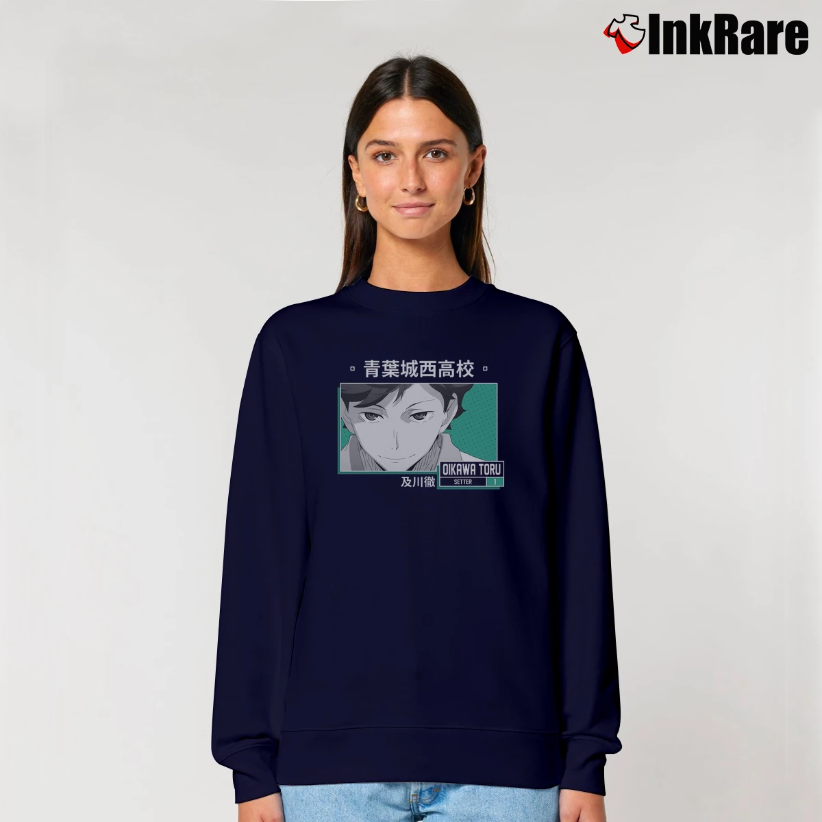 Women’s Haikyuu Toru Oikawa Relaxed Sweatshirt in navy | Soft, Laid-Back Vibe
