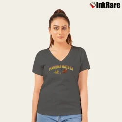 Women’s Hakuna Matata Spirit The Lion King V-Neck Tee in charcoal | Chic Neckline, Soft Texture