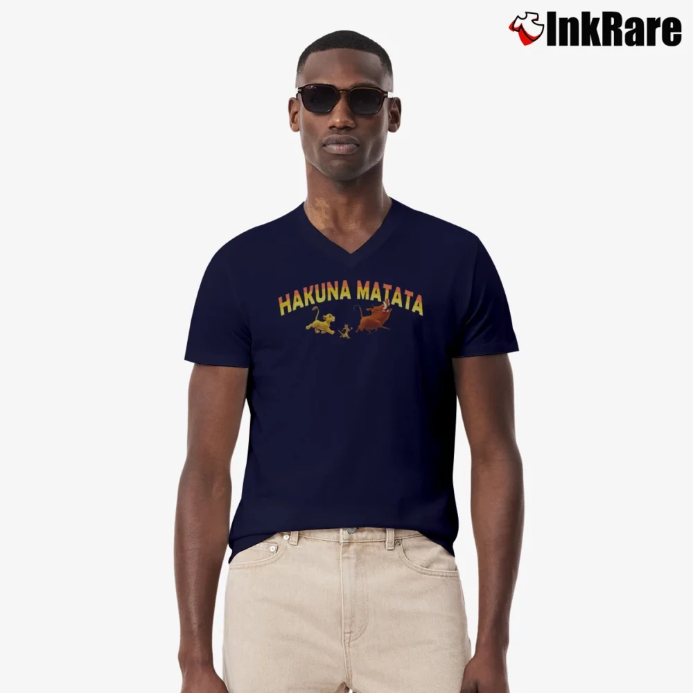 Men’s Hakuna Matata Spirit The Lion King V-Neck Tee in navy | Sharp, Breathable, Everyday Staple