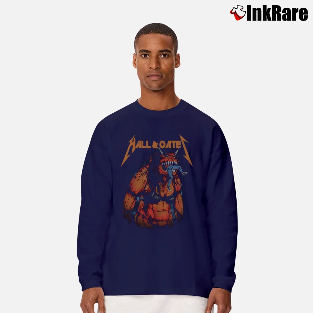 Men’s Hall And Oates Classic Music Band Long-Sleeve Shirt in navy | Sleek, Lightweight, Year-Round Wear