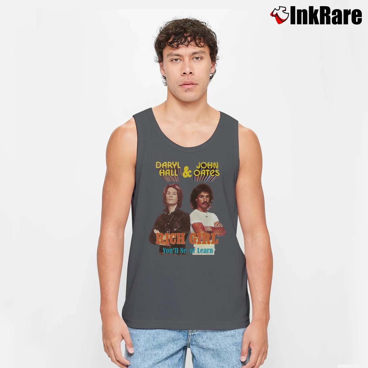 Men’s Hall And Oates Rich Girl Tank Top in charcoal | Breathable, Active-Friendly Design