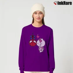 Women’s Hallo Kitty Cat And Hero Spider Matching Couple Valentine's Day Long-Sleeve Top in purple | Sleek, Versatile, All-Season