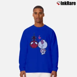 Men’s Hallo Kitty Cat And Hero Spider Matching Couple Valentine's Day Long-Sleeve Shirt in royal blue | Sleek, Lightweight, Year-Round Wear