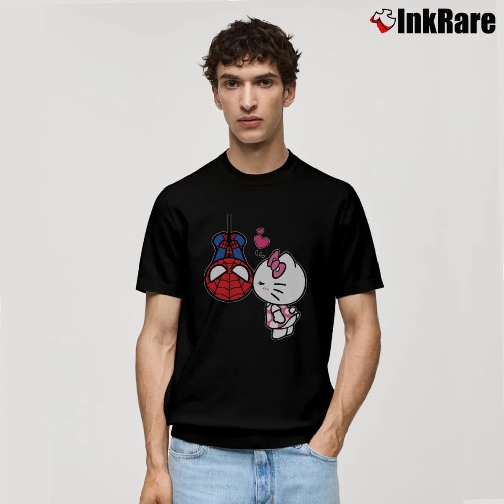 Men’s Hallo Kitty Cat And Hero Spider Matching Couple Valentine's Day Classic T-Shirt in black | Soft, Breathable Everyday Wear