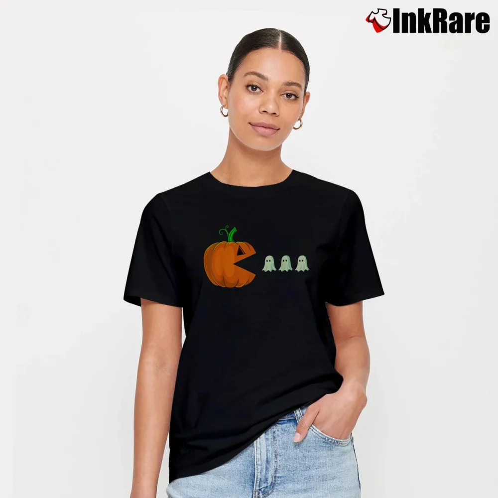 Women’s Halloween Pumpkin Funny Ghosts T-Shirt in black | Soft, Flattering Fit