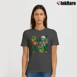 Women’s Halloween Skeleton Plants Alive Cute Costume T-Shirt in charcoal | Soft, Flattering Fit