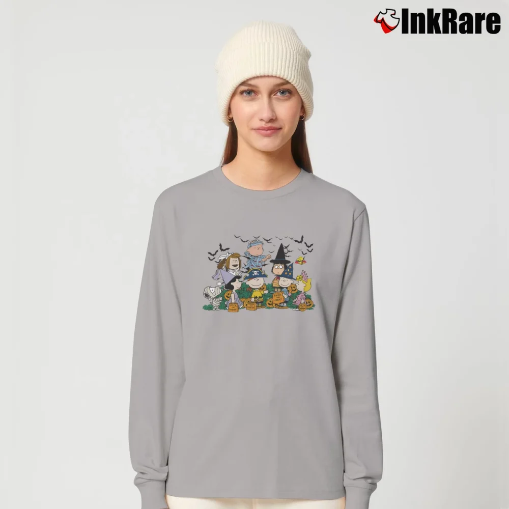 Women’s Halloween Snoopy And Friends Cartoon Trick Or Treat Classic Long-Sleeve Top in sport grey | Sleek, Versatile, All-Season