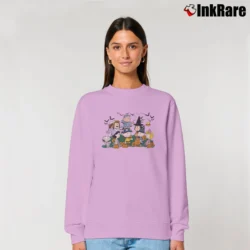 Women’s Halloween Snoopy And Friends Cartoon Trick Or Treat Classic Relaxed Sweatshirt in light pink | Soft, Laid-Back Vibe