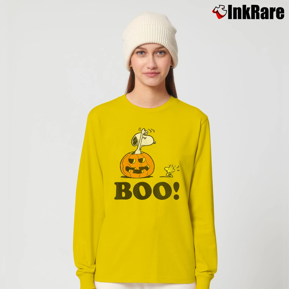 halloween snoopy woodstock boo!!! Women’s Long-Sleeve Top in yellow – Effortless Layer Women’s halloween snoopy woodstock boo!!! Long-Sleeve Top in yellow | Sleek, Versatile, All-Season