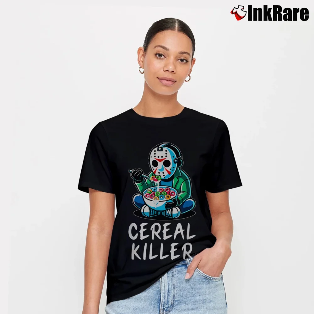 Women’s Halloween Spirit Cereal Killer Funny Character T-Shirt in black | Soft, Flattering Fit