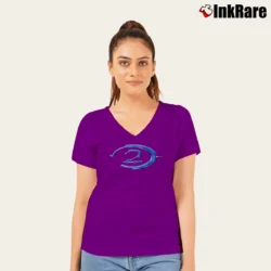 Women’s Halo 2 Logo V-Neck Tee in purple | Chic Neckline, Soft Texture