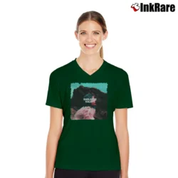 Women’s Halsey Badlands Album Graphic V-Neck Tee in forest green | Chic Neckline, Soft Texture