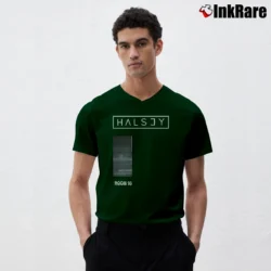 Men’s Halsey Room 93 Anxiety Fashion V-Neck Tee in forest green | Sharp, Breathable, Everyday Staple