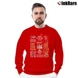 Men’s Hamilton Musical Best Quotes Crewneck Sweatshirt in red | Cozy Fabric, Clean Style
