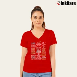 Women’s Hamilton Musical Best Quotes V-Neck Tee in red | Chic Neckline, Soft Texture