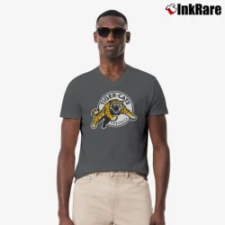 Men’s Hamilton Tiger - Cats Black Logo V-Neck Tee in charcoal | Sharp, Breathable, Everyday Staple