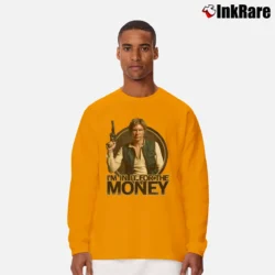 Men’s Han Solo Star Wars Vintage I'm In It For The Money Quote Long-Sleeve Shirt in orange | Sleek, Lightweight, Year-Round Wear