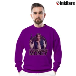 Men’s Han Solo Star Wars Vintage I'm In It For The Money Quote Crewneck Sweatshirt in purple | Cozy Fabric, Clean Style