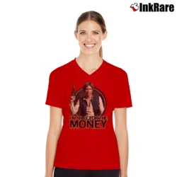 Women’s Han Solo Star Wars Vintage I'm In It For The Money Quote V-Neck Tee in red | Chic Neckline, Soft Texture