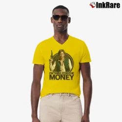 Men’s Han Solo Star Wars Vintage I'm In It For The Money Quote V-Neck Tee in yellow | Sharp, Breathable, Everyday Staple