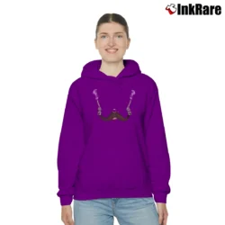 Women’s Handlebar Hold Up Funny Mustache Cozy Hoodie in purple | Warm, Structured, Stylish